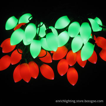 Multicolor LED Strawberry Ball String Holiday Lights (C7 LED Bulb String), 220V AC Input Voltage
